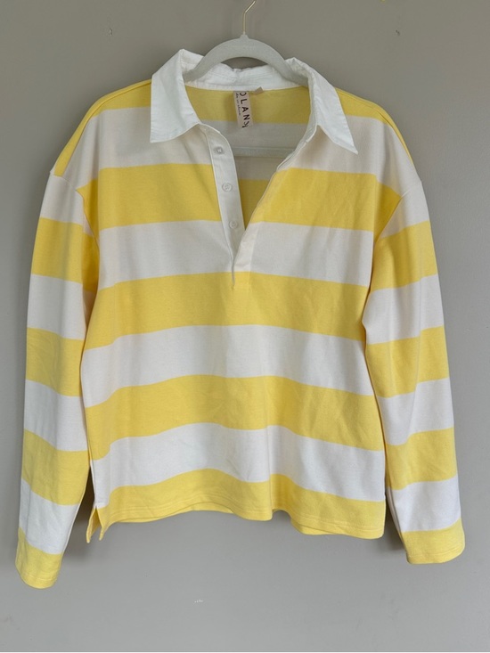 dolan Tops - Dolan Yellow & White Striped Rugby Top
